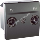 Розетка TV+R проходная 2 модуля Schneider Electric Unica (графит) - catalog