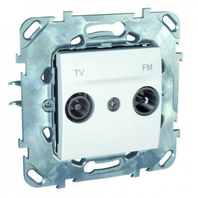 Розетка TV+R проходная 2 модуля Schneider Electric Unica (белый)
