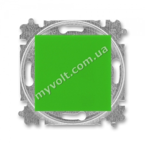 Выключатель 1-кл. кнопка ABB Levit (зеленый/дымчатый черный)