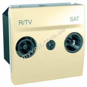 Розетка TV-R/SAT проходная 2 модуля Schneider Electric Unica (слоновая кость)