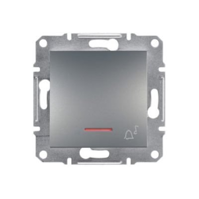 Выключатель 1-кл. кнопка ЗВОНОК с подсветкой 10 A Schneider Electric Asfora (сталь)