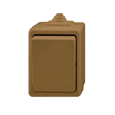 Выключатель 1-кл. кнопка IP44 ABB Praktik (коричневый)