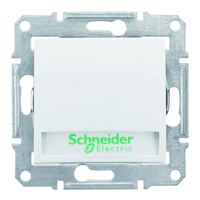 Выключатель 1-кл. кнопка надпись с подсв. Schneider Electric Sedna (белый)
