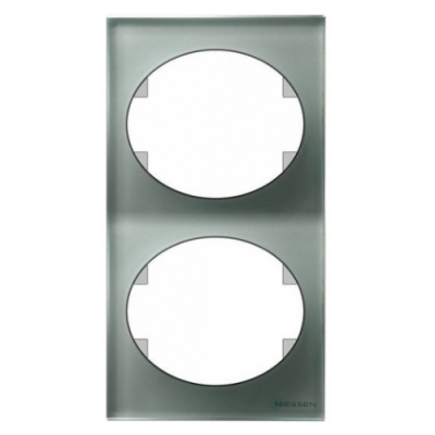Рамка 2 поста вертикальная ABB Tacto (стекло серебряное)