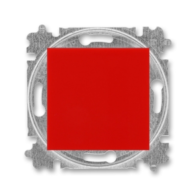 Выключатель 1-кл. кнопка ABB Levit (красный/дымчатый черный)