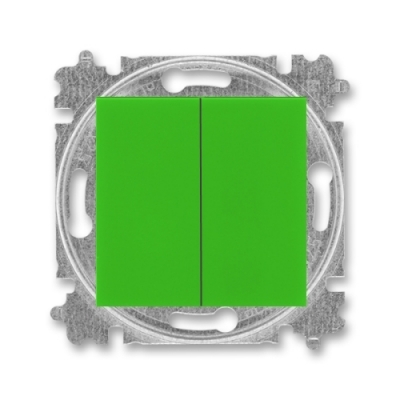 Выключатель 2-кл. проходной ABB Levit (зеленый/дымчатый черный)