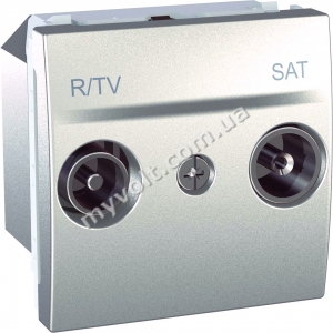 Розетка TV-R/SAT оконечная 2 модуля Schneider Electric Unica (алюминий)