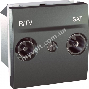 Розетка TV-R/SAT проходная 2 модуля Schneider Electric Unica (графит)