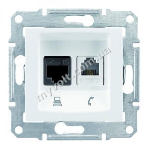 Розетка TF + PC кат. 6 н/э Schneider Electric Sedna (белый)