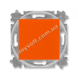 Выключатель 1-кл. кнопка ABB Levit (оранжевый/дымчатый черный)